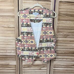 Stampede Western Style Pink Blue Yellow Green Vest Vintage Size 2X
